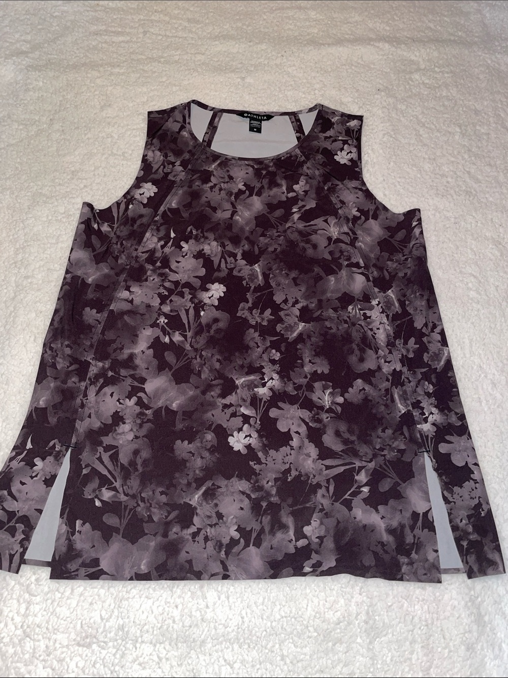 ATHLETA Zephyr Refined Tank Black Lumen Floral Lightweight Size Medium NWOT